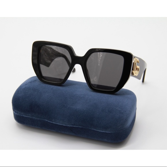 NEW GUCCI GG0956S 003 BLACK OVERSIZED WOMEN’S SUNGLASSES GUCCI - Picture 2 of 14